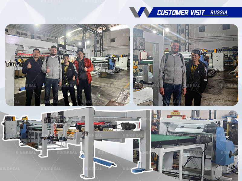 Des clients russes visitent notre usine pour une ligne de cisaillement 3 en 1